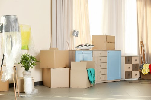 Mover handling boxes safely during a Greenwich man and van job