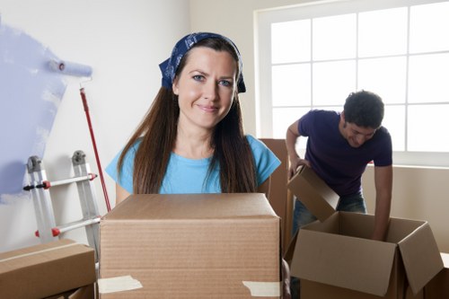 Staff reviewing safety procedures before a moving job