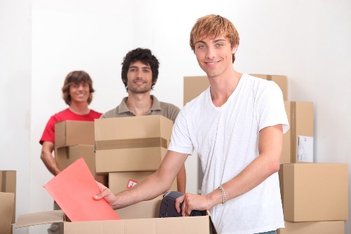 Packed boxes and furniture ready for removal service in Greenwich